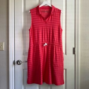 T by Talbots Red Pinstriped Knit Sleeveless Drawstring Waist Dress Size XLP